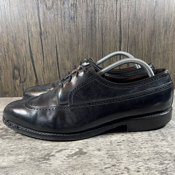 ALLEN EDMONDS Richmond Shoes Black Leather Dress Wingtip Derbys Men’s Size 10.5 - Picture 3 of 10